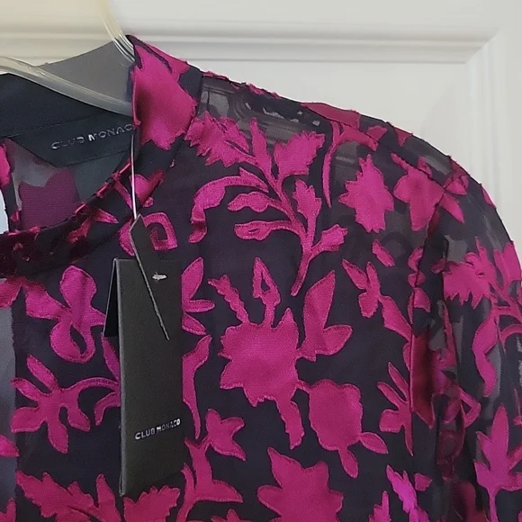 Sz 00 CLUB MONACO - Floral Burnout Dress - NWT! - Gorgeous 2-in-1 Dresses - Picture 5 of 14